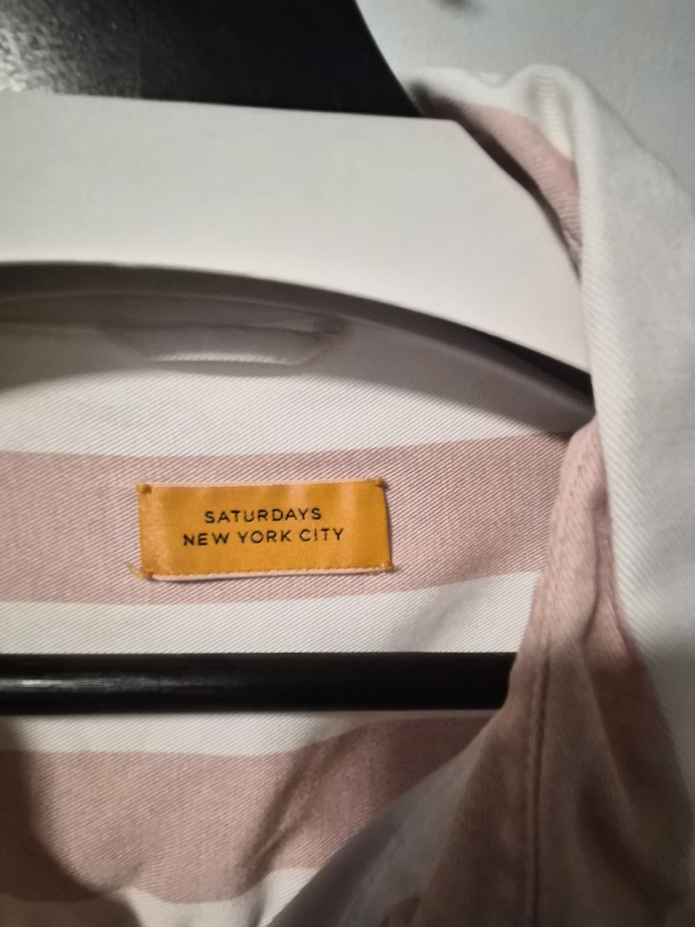 Saturdays New York City Pink and White Striped Button-Down Shirt